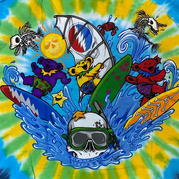 Grateful Dead Summertime Surf Men’s Tie Dye Shirt - Picture 8 of 12